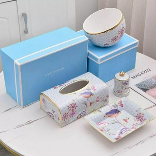 W Jiawei Zhihuo Wedgwood Rhododendron tissue box/ashtray/two color gift box for storing bowls, toothpicks and cans