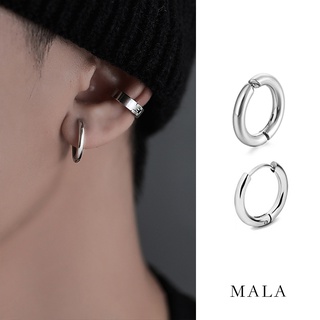 ต่างหูเหล็กไทเทเนียม ทรงกลม สีเงิน สไตล์เกาหลี สําหรับทุกเพศ…