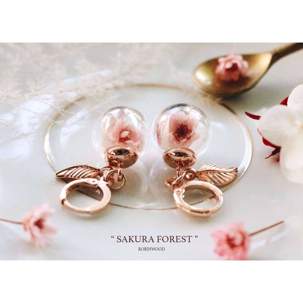 ต่างหูใบไม้ SAKURA Forest Design Robinwood