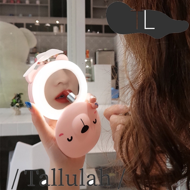 Cartoon Pig Portable LED Fill Light Makeup Mirror Fan USB Charging