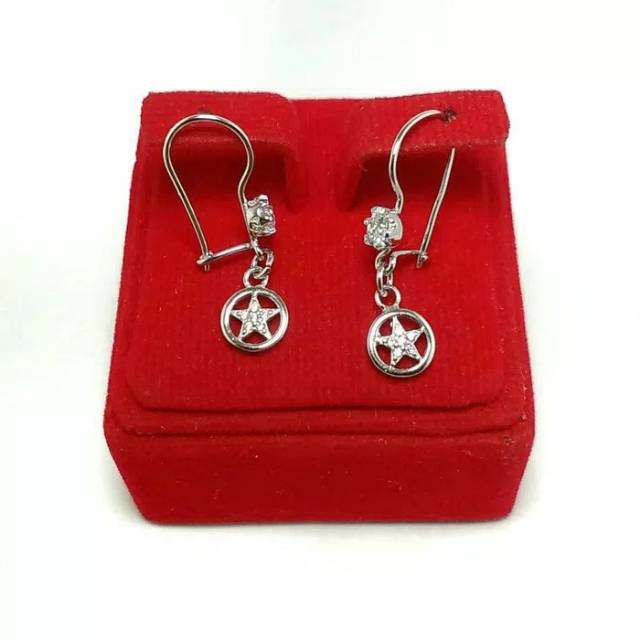 เครื่องประดับต่างหูเงิน 925 พร้อมจานทองสีขาว / AT001