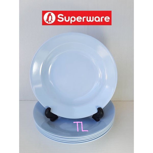 ซุปเปอร์แวร์จานทรงลึก8"=6ชิ้น สีฟ้ากลม ซุปเปอร์แวร์เกรดA เมลามีน100%