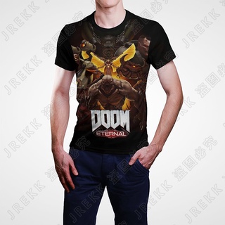 เสื้อยืดแขนสั้นลําลอง พิมพ์ลายอนิเมะ Doom Eternal 3 มิติ แฟชั่นฤดูร้อน สไตล์สตรีท สําหรับผู้ชาย และผู้หญิง 2023