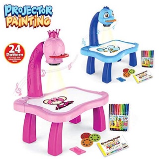 ◊✴Projection Painting Table Childrens Intelligence Sketchpad Learning Desk with Projectors Kids with Light Children Edu