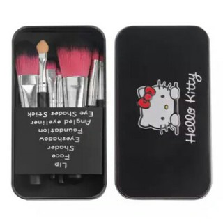 fashionแปรงแต่งหน้า Hello Kitty Makeup Brush 7ชิ้น (black)