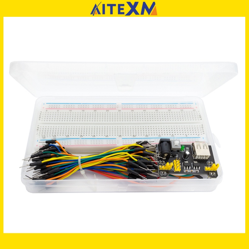 บอร์ดขนมปัง 3.3 V/5V MB102 Breadboard + Mb-102 830 Points Prototype Bread Board + 65 สายไฟ