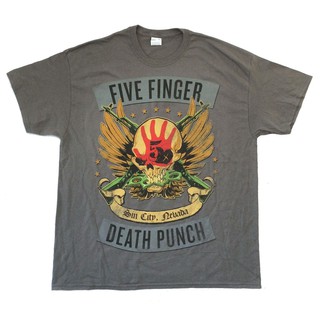 เสื้อยืดผู้ชายผ้าฝ้าย 100% พิมพ์ลาย death punch locked &amp; loaded tour 5fd