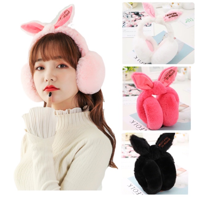 ที่ปิดหูกันหนาว ขนนุ่ม แบบหูกระต่าย พร้อมส่งจากไทย