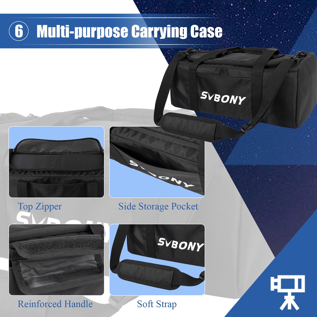 Svbony SV212 กระเป๋ากล้องโทรทรรศน์ อเนกประสงค์ เคสกล้องโทรทรรศน์ ดูดซับแรงกระแทก พร้อมสายคล้องไหล่ ปรับได้ และสายคล้องมือ สําหรับอุปกรณ์เสริมท่อออปติคอล — صورة 7