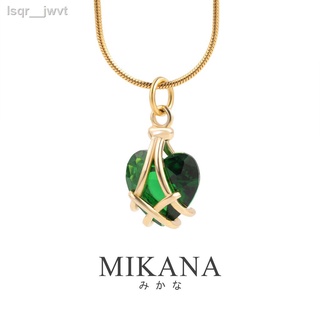 ♣mikana สร้อยคอทองคำ 18K ของผู้หญิงรุ่นเกาหลีจี้ทองแฟชั่นดีไซน์ย้อนยุคลูกปัดสีแดงของขวัญปาร์ตี้ 398n