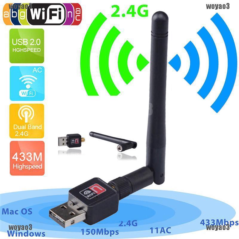 AC600 Dual Band 600Mbps Wireless USB WiFi Network Adapter Card 2.4//5Ghz 802.11AC