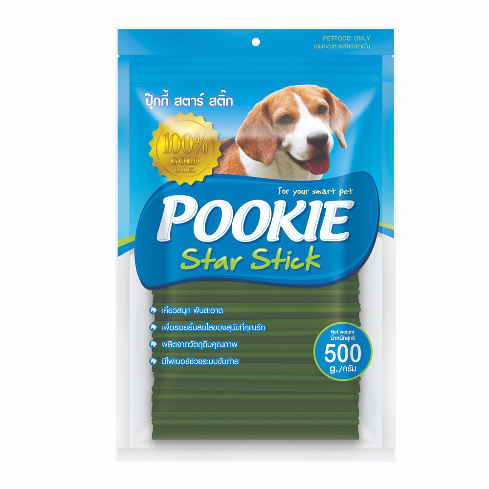 Pookie Star Stick ขนมขัดฟัน รสคลอโรฟิลล์เข้ม ขนาด 500กรัม  x 1 ถุง