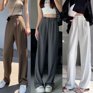 2llarit .K9117กางเกงขายาวเอวสูงตะขอหน้าผ้ามีน้ำหนักทรงสวยงานป้าย⭐️cool pants