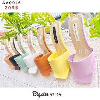 รองเท้าไซส์ใหญ่ ส้นใสพาสเทล 2.5 นิ้ว Sz.41-44