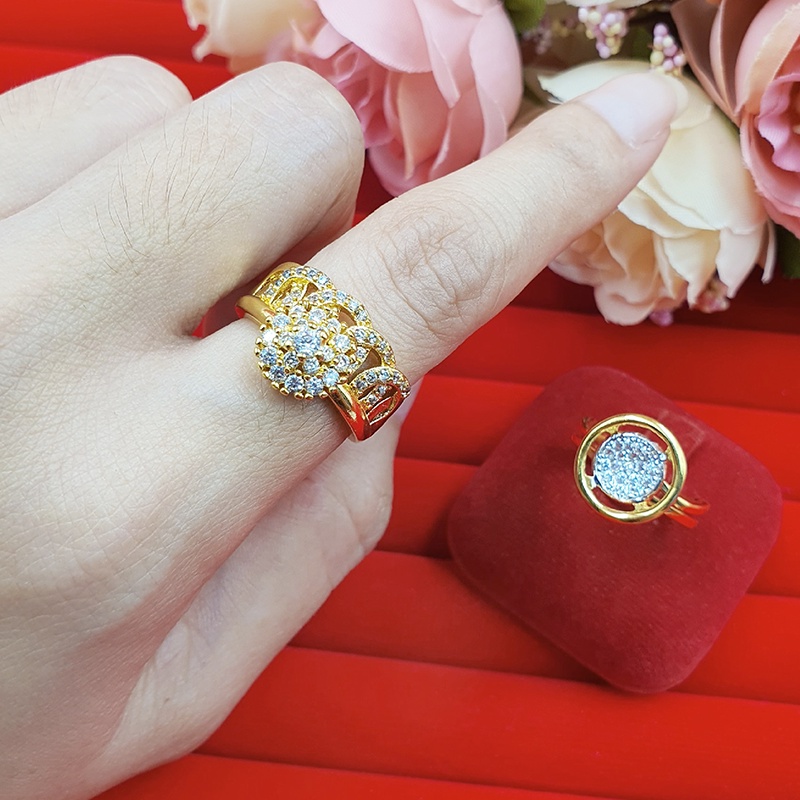 แหวนพลอย เสริมดวง เสริมโชค เสริมบารมี แหวนเพชร แหวนฝังเพชร เครื่องประดับ ใส่อาบน้ำได้ ใส่ออกงานได้ แหวนทองเหลืองแท้ - รูปที่ 4