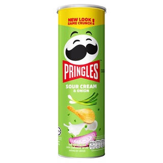 ✨นาทีทอง✨ พริงเกิลส์ มันฝรั่งทอดกรอบ รสซาวครีมและหัวหอม 107กรัม Pringles Sour Cream &amp; Onion Flavour Potato Crisps 107g