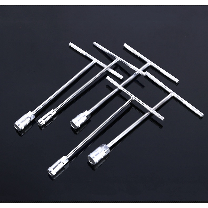 ประแจบล็อกตัวที เซ็ต  เบอร์ 8 10 12 14 แถมฟรี ประแจบล็อกกากบาท เบอร์ ประแจ บล็อกตัวที T เหล็ก CRV ปร