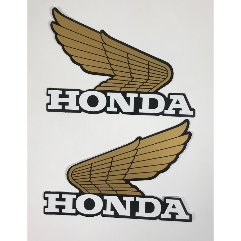 สติกเกอร์ Honda สติ๊กเกอร์ปีกHonda สีทอง Retro Classic สติ๊กเกอร์ PVC ปีกนก ฮอนด้า โลโก้ รถมอเตอร์ไซ
