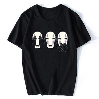 【🔥🔥】เสื้อยืด พิมพ์ลายการ์ตูนอนิเมะญี่ปุ่น Ghibli Miyazaki Hayao Spirit Away สีดํา แฟชั่นฤดูร้อน สําหรับผู้ชาย