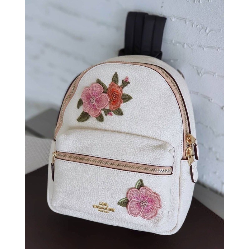 กระเป๋าเป้ COACH F28953 Mini Charlie Backpack with Hawaiian Floral Embroidery