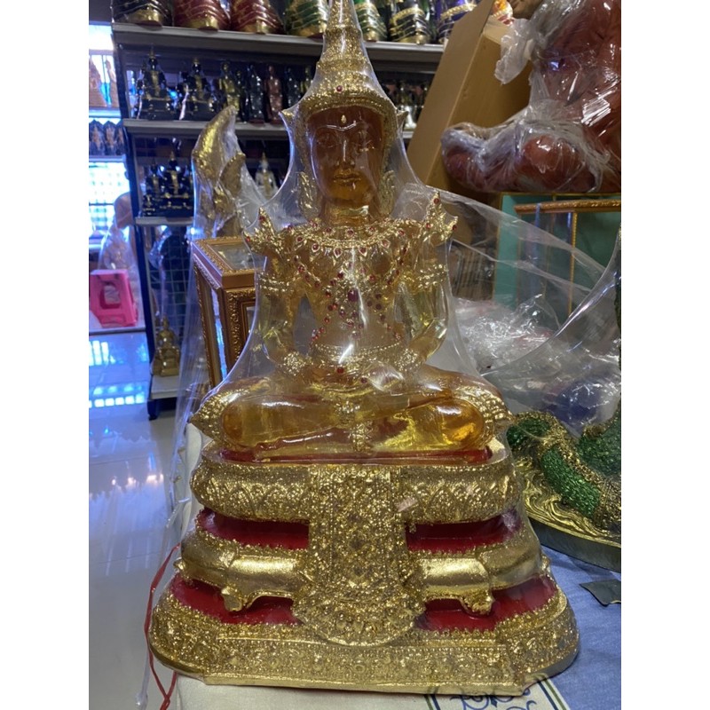 พระเเก้วมรกต 9 นิ้ว สีประจำวัน ฐาน12นิ้ว องค์ใหญ่ ปิดทองเค