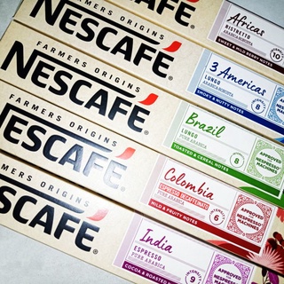 กาแฟ แคปซูล เนสกาแฟ เนสเพรสโซ่ 10 แคปซูล NESCAFE farmers Origins Coffee for Nespresso 10 Capsules Africas, Brazil, India