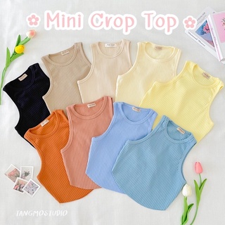 💕 Mini Crop 💕 เสื้อครอป สีพาสเทล แขนกุด ชายเสื้อจะแต่งเป็นโค้ง ดีเทลเก๋มาก เนื้อผ้าจะเป็นผ้าร่อง ผ้าไม่บาง