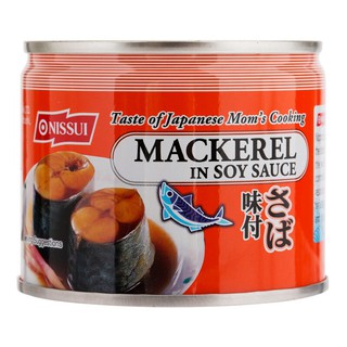 นิสซุยปลาแมคเคอเรลในซอสถั่วเหลือง 190กรัม Nissui Mackerel in Soy Sauce 190g