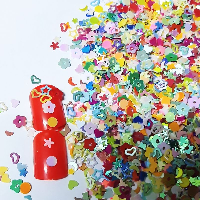 Sale ! กลิตเตอร์ 5,000ชิ้น Glitter คละแบบ ติดเล็บ ตกแต่ง diy