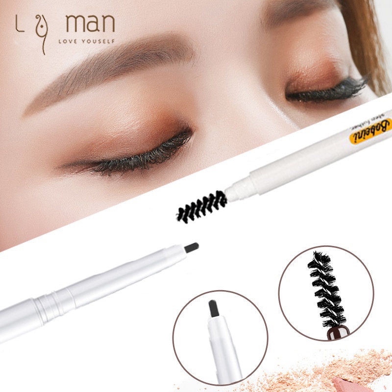 ดินสอเขียนคิ้ว bobeine ดินสอเขียนคิ้วสองหัว พร้อมแปรง เขียนง่าย เส้นคม Slim Eyebrow Pencil แบบหมุนออโต้ กันน้ำ ติดทนนาน