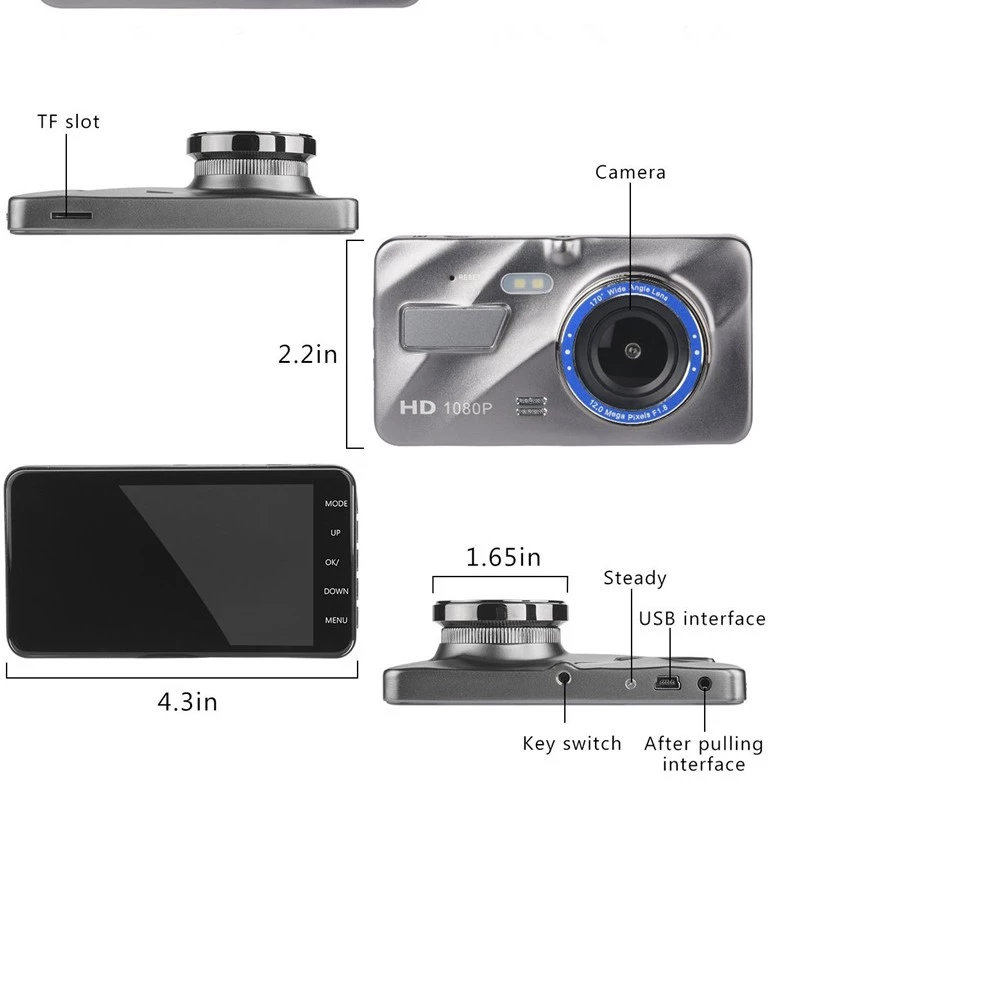 กล้องติดรถยนต์ รุ่น A10 (จอปกติไม่ใช่ระบบสัมผัส) ภาพชัด Full HD กล้องหน้า-หลัง WDR+HRD หน้าจอ4.0" Car Camera thumbnail 5