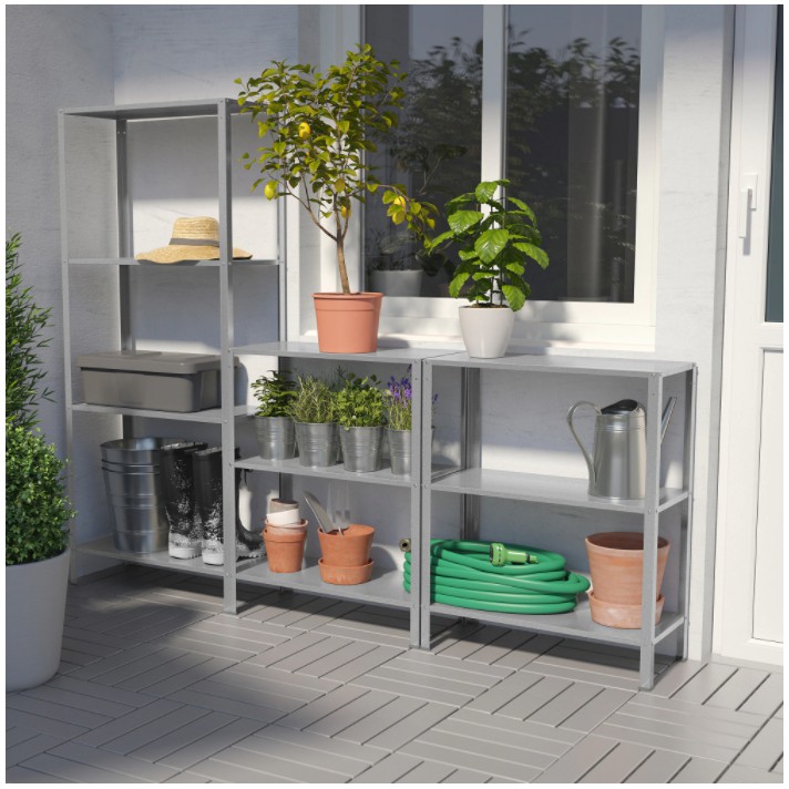 ชั้นวางของ 3ชั้น 4ชั้น ใน/นอกอาคาร เหล็กกัลวาไนซ์ HYLLIS ฮึลลิส IKEA