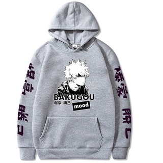 เสื้อกันหนาว มีฮู้ด ผ้าฝ้าย ลายอนิเมะ My Hero Academia Bakugou Katsuki เข้ากับทุกการแต่งกาย สไตล์ญี่ปุ่น สําหรับผู้ชาย 2022