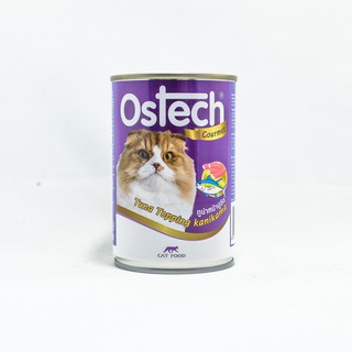 Ostech Gourmet ออสเทค อาหารกระป๋องกัวเม่ สำหรับแมว รสทูน่าหน้าปูอัด ขนาด 400 g.