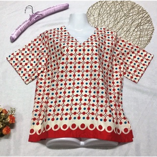 เสื้อแฟชั่นผู้หญิง แขนสั้น ลายจุด ทรงหลวม