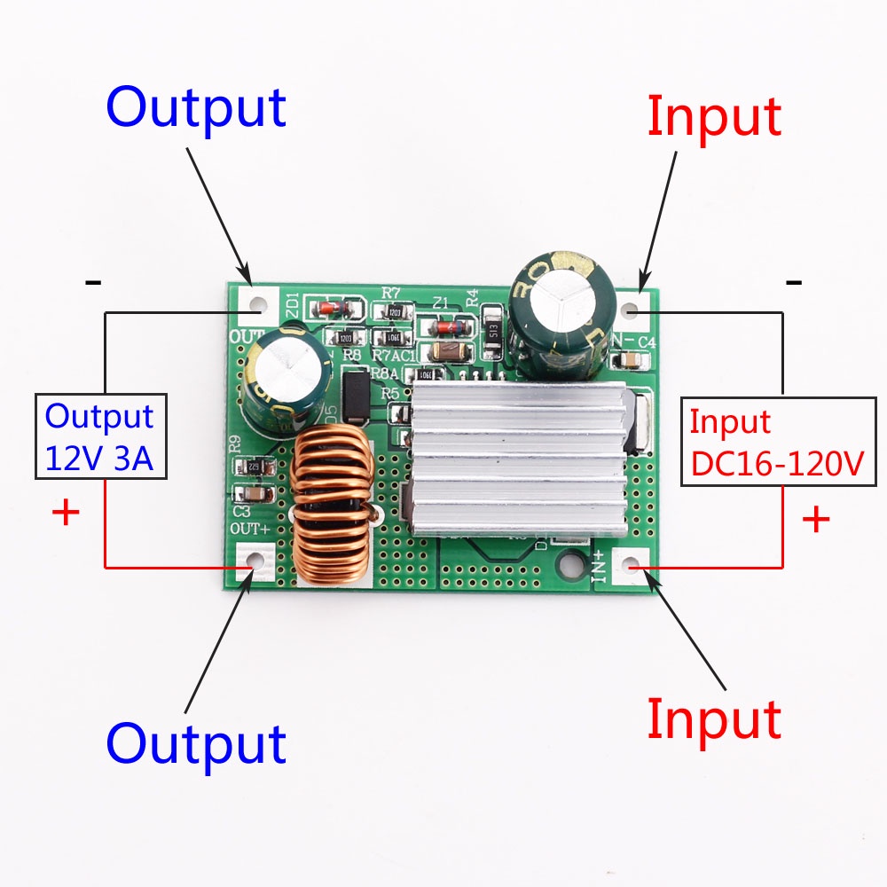 โมดูลแหล่งจ่ายไฟ DC 9V-90V 9V-120V 16V-120V 16V-90V Buck 48V 36V 24V to 5V 12V 3A #3