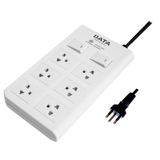 รางปลั๊กไฟ มอก. (6 ช่อง 5 เมตร) สีขาว DATA DT6218TIS Power Strip (6 outlets 5 meters) white DATA DT6218