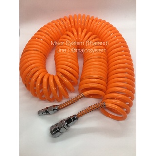 สายลมสปริง สายลมขดสปริง PU-COIL AIR HOSE ขนาด 8 มม.ยาว 15 เมตร สีส้ม