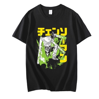 oversize T-shirt เสื้อยืดลําลอง แขนสั้น พิมพ์ลายอนิเมะ Chainsaw Man สไตล์ฮิปฮอป สตรีท แฟชั่นสําหรับผู้ชาย และผู้หญิง S-5