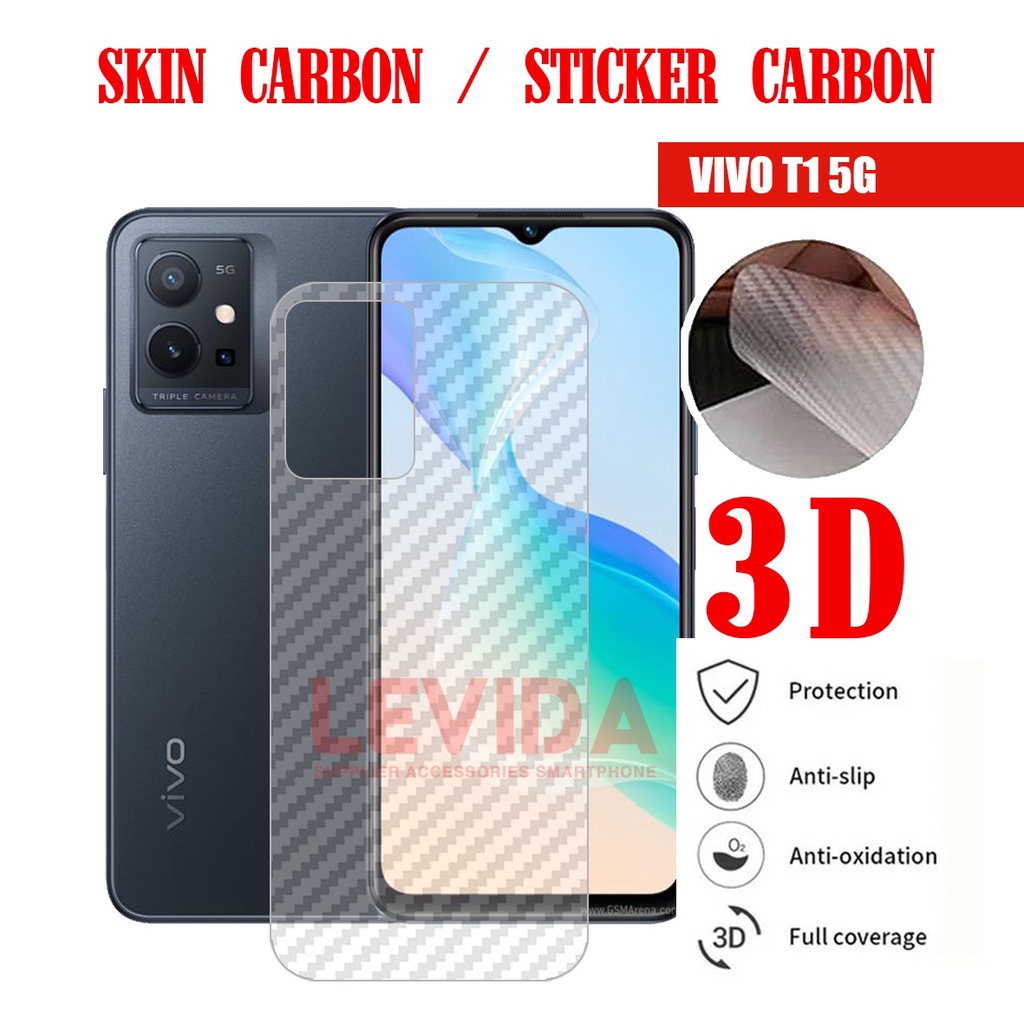 ผิวคาร์บอน Vivo T1 5G Vivo T1 Pro 5G Vivo Y21T Vivo Y33T ผิวคาร์บอน 3D Anti-scratch กลับผิวคาร์บอน V