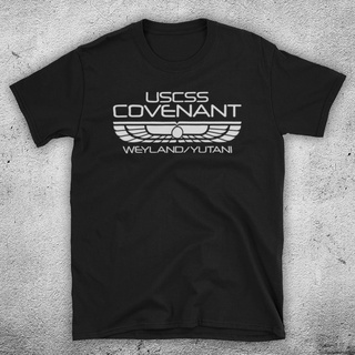 เสื้อยืดผ้าฝ้าย เสื้อยืด พิมพ์ลายโลโก้ยานอวกาศ Alien Covenant USCSS Sci-Fi สําหรับผู้ชาย