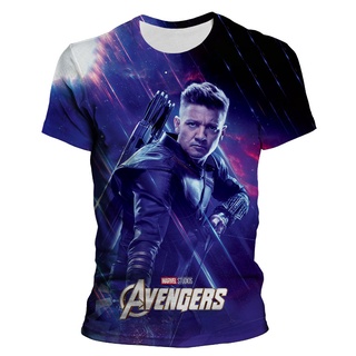 เสื้อยืดแขนสั้นลําลอง คอกลม พิมพ์ลาย Disney Hawkeye 3 มิติ แฟชั่นฤดูร้อน สําหรับผู้ชาย และผู้หญิง