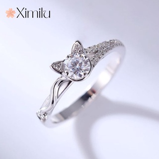 XIMILU💖 Moissanite แหวนเงิน 925 รูปแมว สไตล์เกาหลี วินเทจ เครื่องประดับ แฟชั่นคู่รัก สําหรับผู้หญิง แฟนสาว งานหมั้น ปาร์ตี้