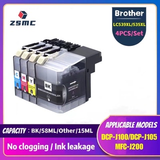 หมึก LC535XL LC539XL สีดำ LC539XL สี LC535XL สำหรับ Brother MFC-J200 DCP-J105 DCP-J100 (4 ชิ้น)