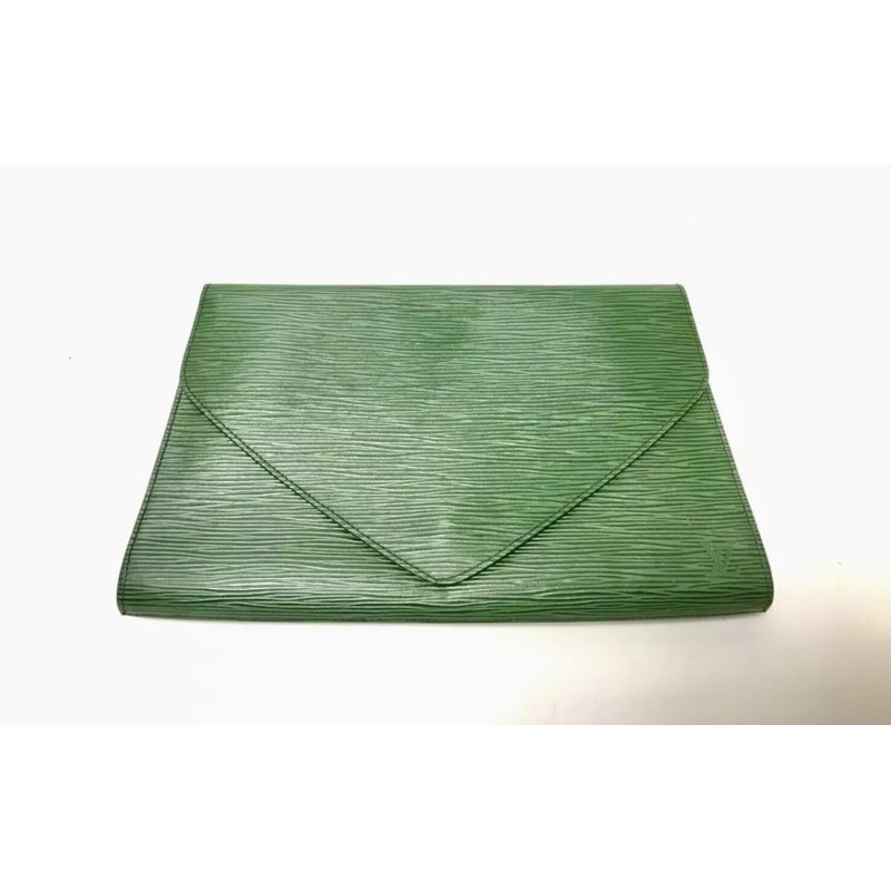 LV epi clutch bag green vintage
