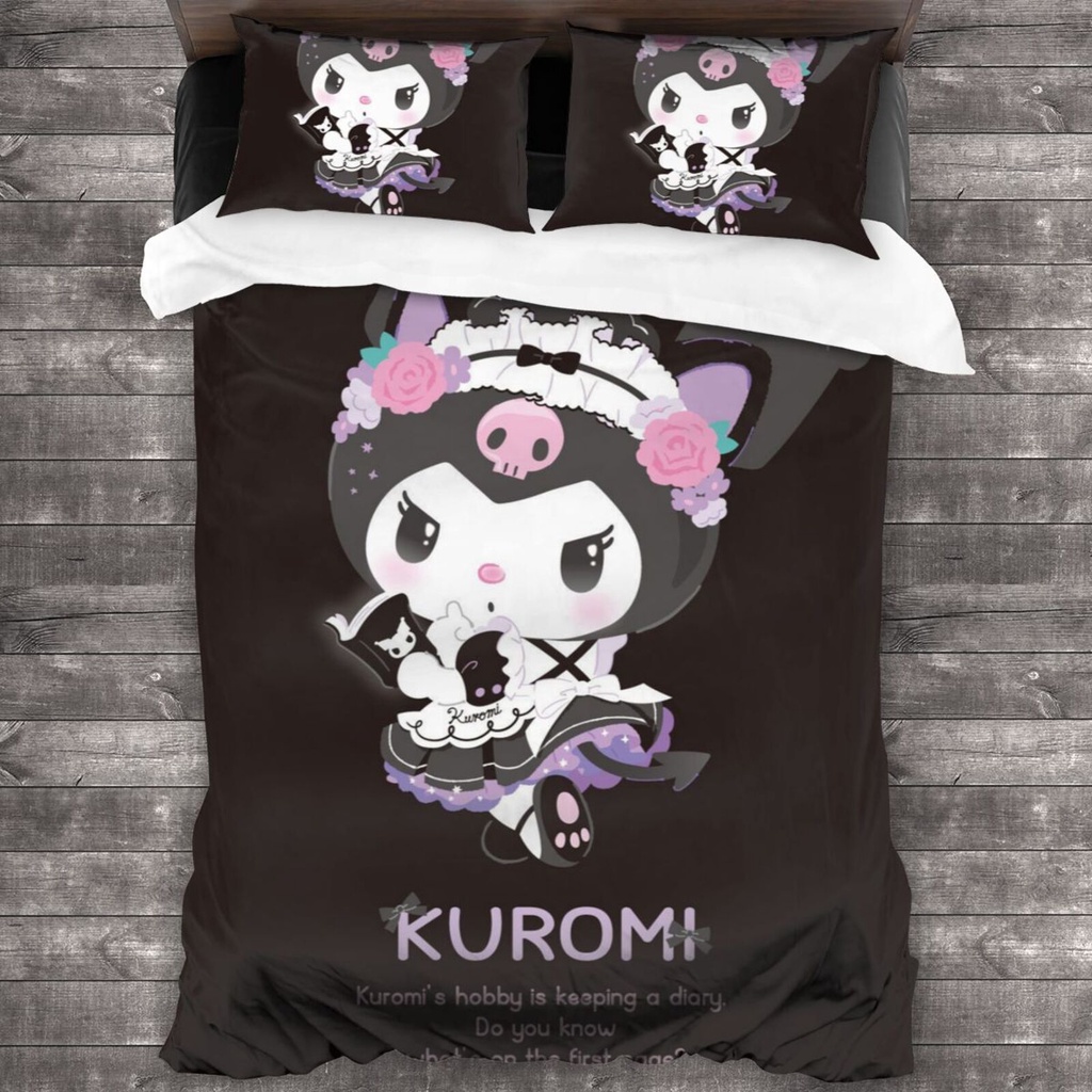 【พร้อมส่ง】Kuromi ชุดเครื่องนอน ผ้าปูที่นอน ปลอกหมอน 150x195 ซม. 3 ชิ้น พร้อมปลอกหมอน 2 ชิ้น