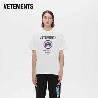 แฟชั่น Vetements เสื้อยืดแขนสั้นลําลอง ผ้าฝ้าย พิมพ์ลาย สีขาว แฟชั่นฤดูร้อน สําหรับคู่รัก