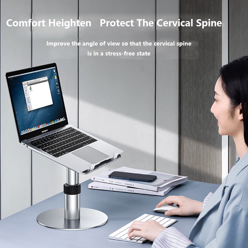 Aluminum Alloy Lifting Laptop Stand Adjustable 360Degree Rotating