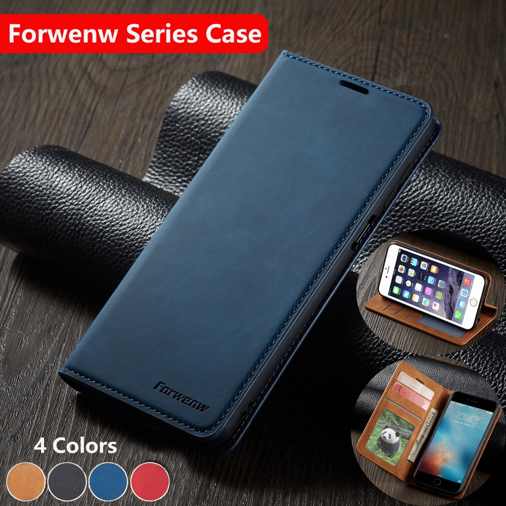 เคสมือถือฝาพับโทรศัพท์หนัง สำหรับ IPhone 11 Pro Max X Xs Max Xr สำหรับ IPhone11 I11 กระเป๋าสตางค์เคสมีช่องใส่บัตร Forwenw Leather Cases cases Flip Stand Casing Wallet Card Slots Bracket Shockproof Phone Case Protection Cover Shell