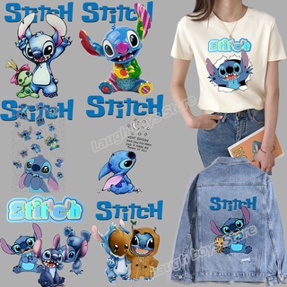 แผ่นสติกเกอร์รีดร้อน ขนาดใหญ่ ลายดิสนีย์ loli Stitch DIY สําหรับติดตกแต่งเสื้อผ้า